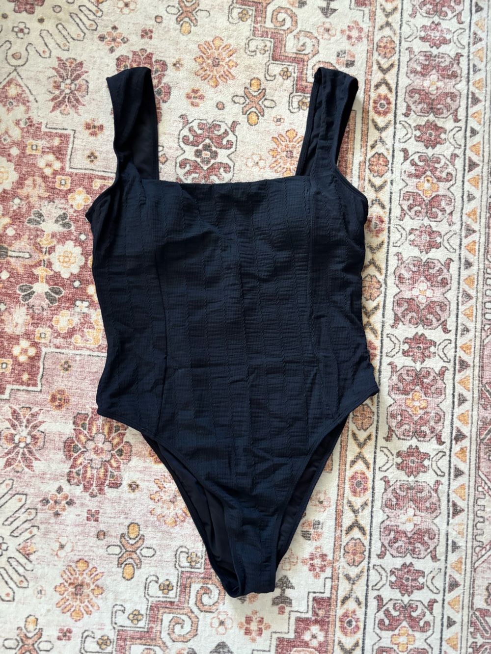 Cupshe Black Textured One-Piece Swimsuit